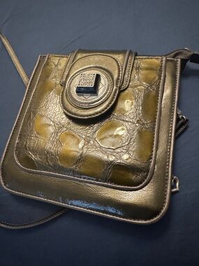 Brighton Women's Olive Green Crossbody Bag with Decorative Clasp